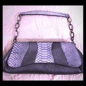Via Spiga Gray and Silver Metallic Mini Hobo Bag